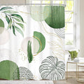Extra Long Green Boho Shower Curtain 72Wx78H Mid Century Modern Abstract Tropical Gold Olive Palm Leaves Plant Geometric Bathroom Decor Minimalist Bath Curtain Fabric Polyester 12 Pack Hooks