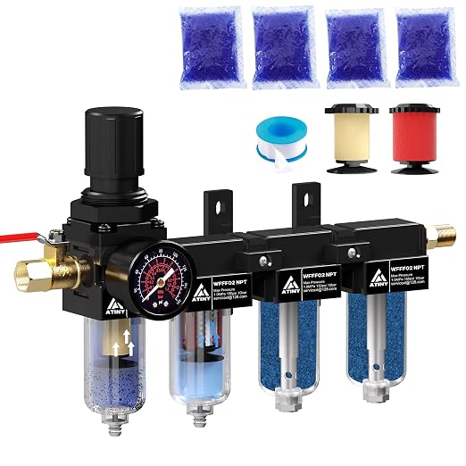 1/4" NPT 4 Stage Air Compressor Dryer System, Air Drying System Brass by ATINY