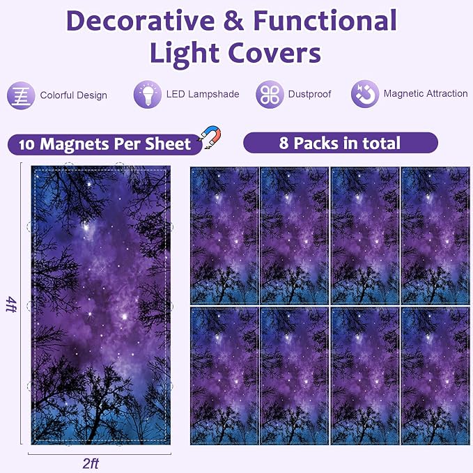 8PCS Fluorescent Light Covers, 4x2 Feet Magnetic Light Cover Fluorescent Lights - Image 2