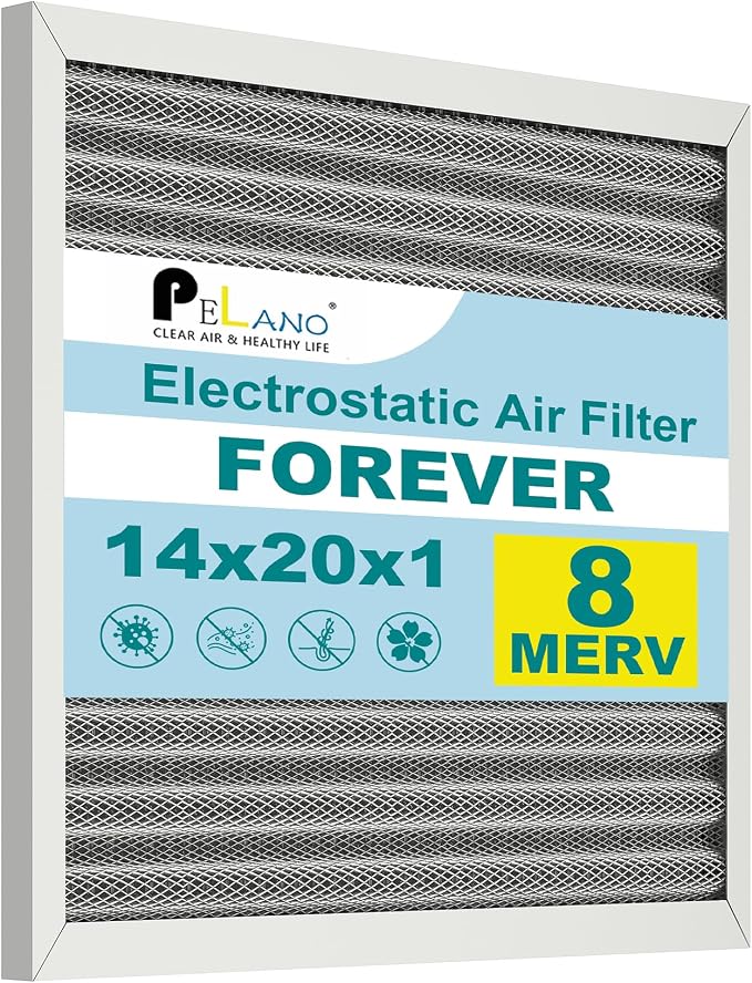 14x20x1 Reusable Air Filter, Electrostatic HVAC Air Filter, Lasts a Lifetime by Pelano