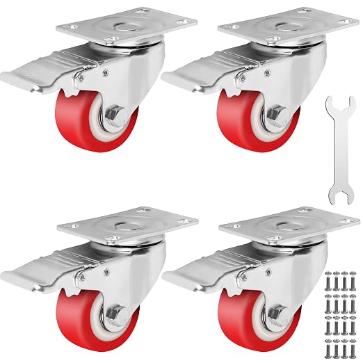 2.5 Inch Caster Wheels Heavy Duty Casters Set of 4 Lockable Cart Wheels by Castrek