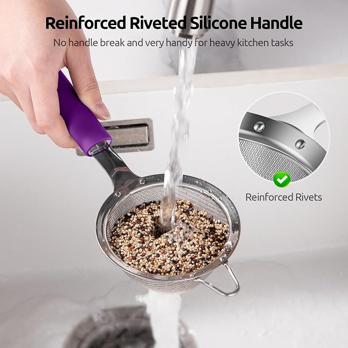 U-Taste Small Fine Mesh Strainer: 18/8 Stainless Steel 3.35in 30 Mesh Kitchen - Image 4