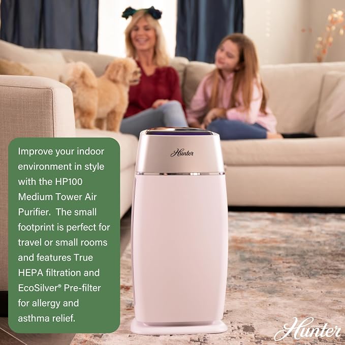 Hunter Fan Company HP100WHS Air Purifier, Small Tower - Image 7