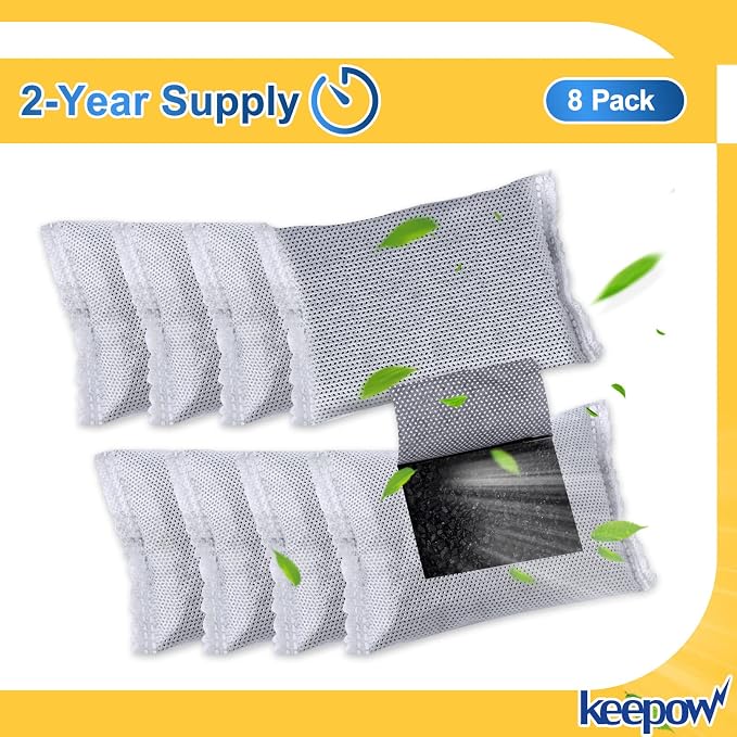 KEEPOW 8 Pack Activated Charcoal Odor Absorber Filter Refills - Image 3