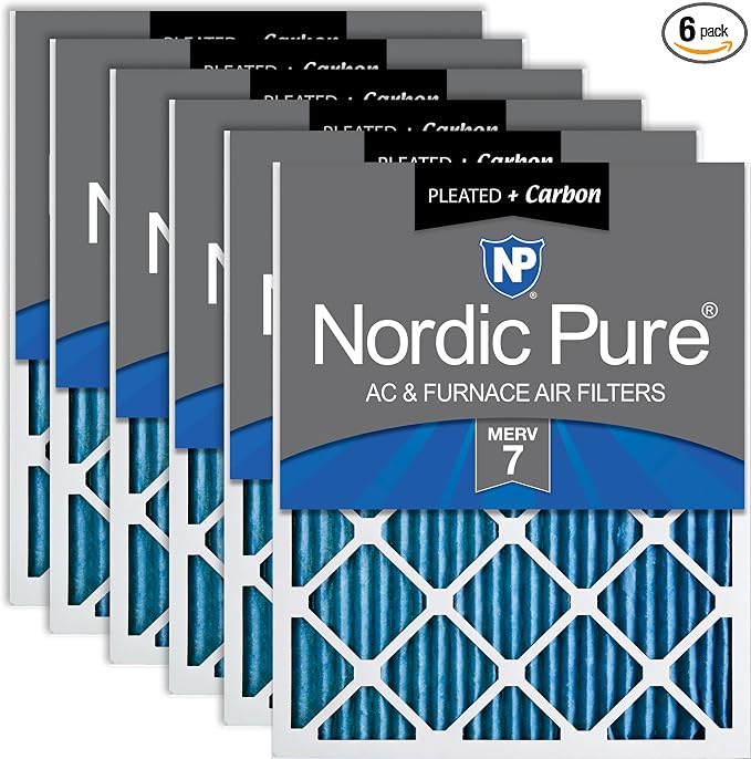 Nordic Pure 16x16x1 Pleated Air Filters MERV 7 Plus Carbon 6 Pack by NordicPure