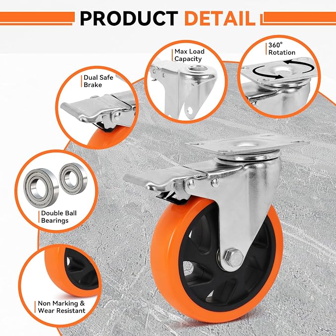 W B D WEIBIDA Swivel Caster Wheels - Image 4