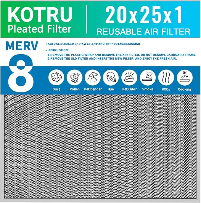 20x25x1 Air Filter, Reusable Air Filter by Unknown