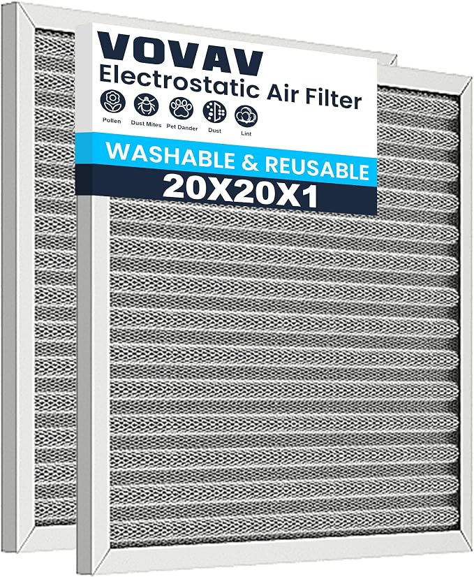 20X20X1 Air Filter-MERV 8, Washable & Reusable Electrostatic Air Filter by VOVAV