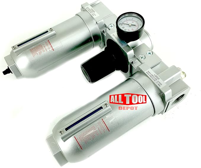 1" NPT SUPER DUTY Compressed Air In Line Filter Regulator Lubricator Oiler Combo - Image 3