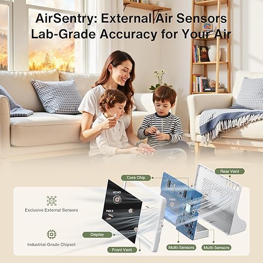 bonoch 16 in 1 Air Quality Monitor Indoor 7" Display 9 AQI+7 Alerts, CO2 - Image 4