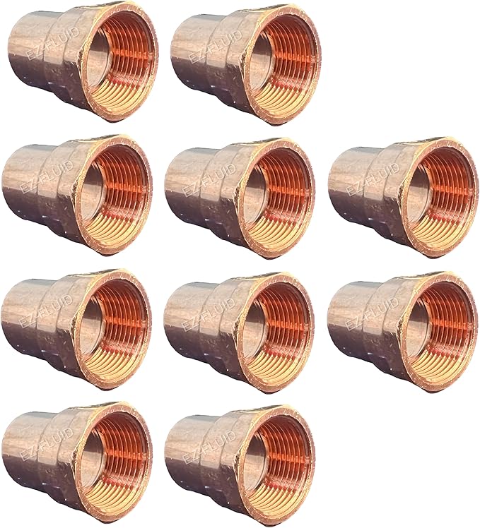 EZ-FLUID Plumbing 3/4" C X FIP LF Copper Female Adapter Pressure Copper Fittings,Sweat Solder Connection for Residential,Commercial Pipe. (10 Pack)