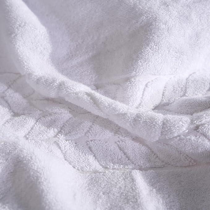 BAGNO MILANO Organic Turkish Cotton Bath Towels, Luxury Jacquard Collection, Certified Organic Highly Absorbent, Soft-Plush Towel Set (White, 6 Pcs Towel Set)