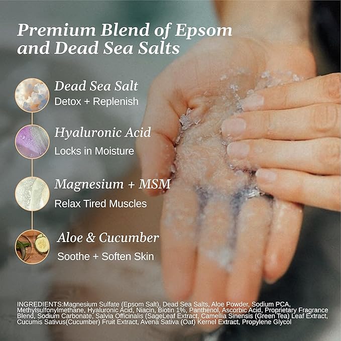 Relax Spa & Bath, Epsom & Dead Sea Salts, Aromatherapy Bath Salts for Hot Tub, Bath, or Spa, Infused with Magnesium, Verbena Lime Coconut Scent