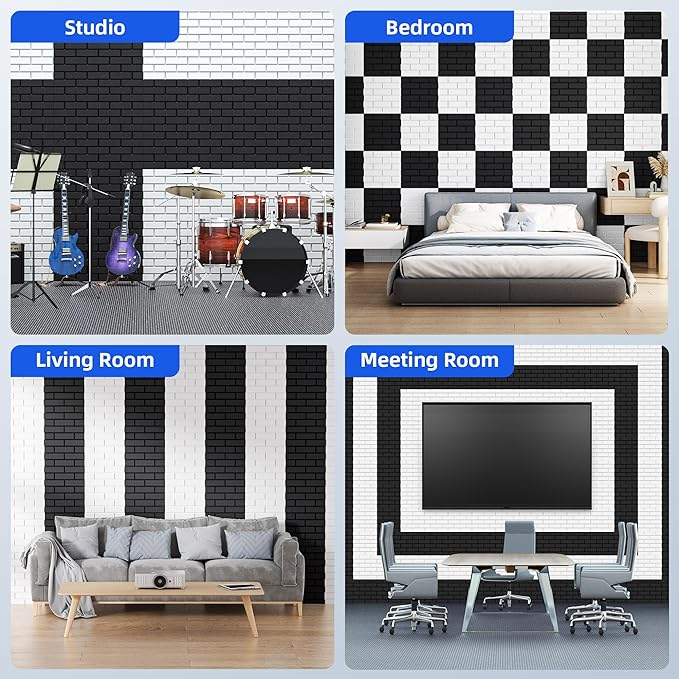 12 Pack Acoustic Panels with Self Adhesive, Soundproof Wall Panels, Brick Sound - Image 5