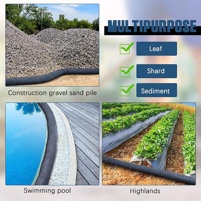 2 Pcs Sediment Filter Erosion Control Blanket Silt Fence Sock - Image 7