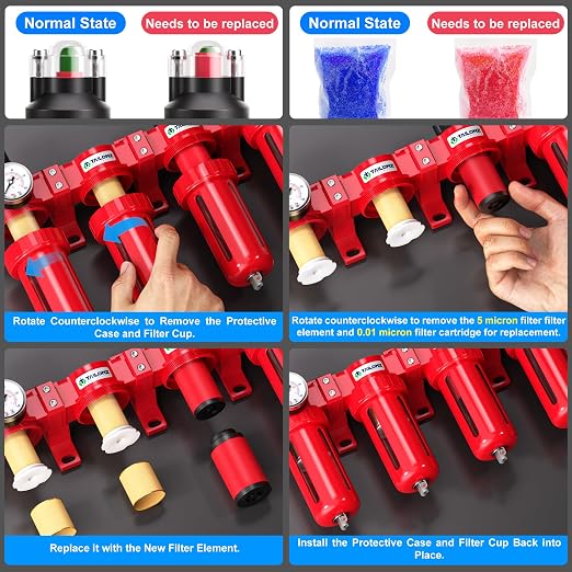 TAILONZ PNEUMATIC 1/4 Inch NPT 0-150 PSI Red Industrial Grade 4 Stage Air - Image 5