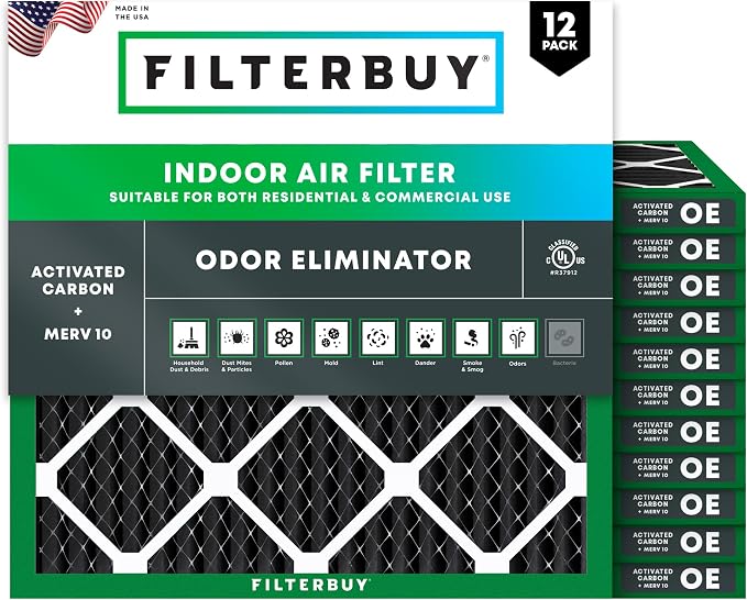 Filterbuy 14x14x1 Air Filter MERV 10 Odor & Allergy Defense by Filterbuy