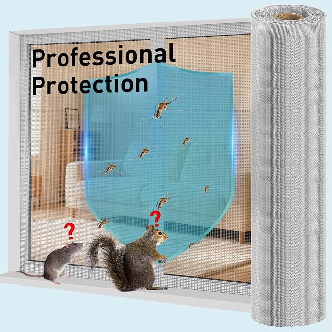 304 Stainless Steel Mesh Window Screen Roll, 47IN x 98.43FT Silver Metal Window - Image 5