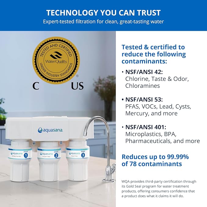 Aquasana Under Sink Water Filter | 3-Stage Claryum Filtration | Reduces up to - Image 4