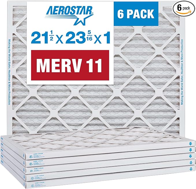 Aerostar 21 1/2x23 5/16x1 MERV 11 Pleated Air Filter, AC Furnace Air Filter by AirFiltersDelivered
