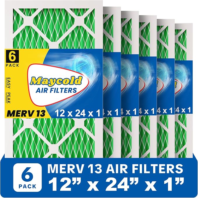 Maycold MERV 13 12x24x1 Air Filter, High-Efficiency Pleated AC & Furnace Filters by Maycold