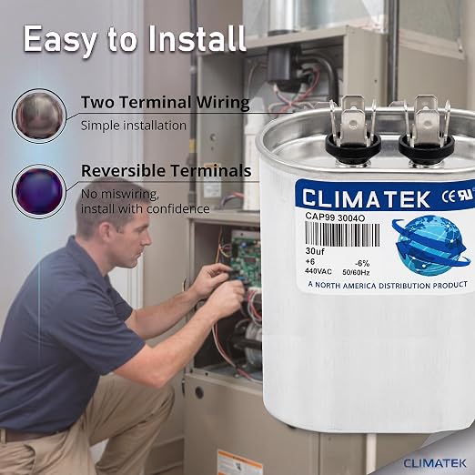 ClimaTek 30 MFD 370/440 Volt VAC Run Oval Capacitor CAP99-3004O - Image 3
