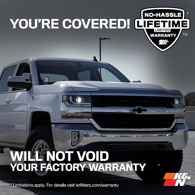 K&N Cold Air Intake System: Dry-Flow Air Filter, Increase Performance & Towing: - Image 9