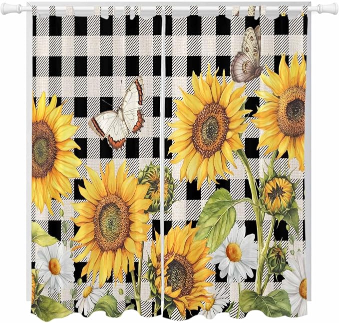 Sunflowers Living Room Curtains 84 Inch Length, Window Curtains Tab Top by Unknown