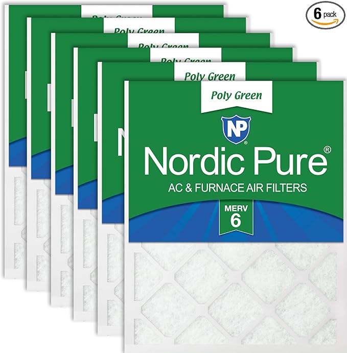 Nordic Pure 16x25x1 Poly Green MERV 6 AC Furnace Air Filters – Reduces Dust by NordicPure