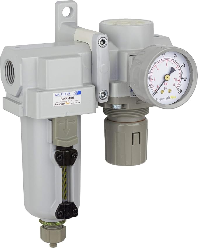 PneumaticPlus SAU420-N04G-MEP Compressed Air Filter Regulator Combo 1/2" NPT by PneumaticPlus