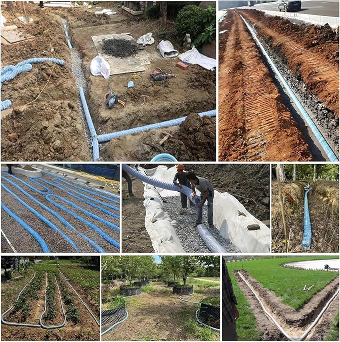 8" X 3 10 20 30 40 50 100 150' Land Drainage Pipe, Expandable Soft Infiltration - Image 7