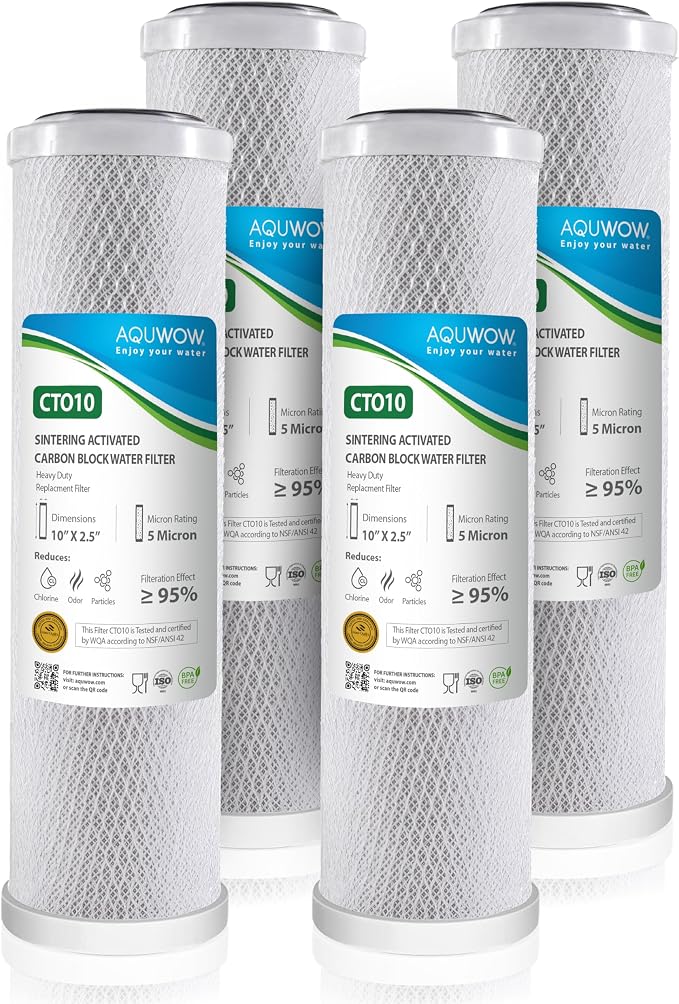 CTO10 5 Micron 2.5" x 10" Carbon Block Water Filter Set – Replacement Cartridges by YourHealthIsOurPriority