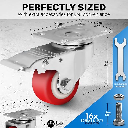2.5 Inch Caster Wheels Heavy Duty Casters Set of 4 Lockable Cart Wheels - Image 2