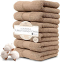 MAURA Biege Hand Towels for Bathroom. Luxury Turkish Cotton Bath Hand Towels Set of 6. Ultra-Soft, Thick & Plush - Brown