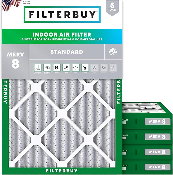 Filterbuy 15x20x2 Air Filter MERV 8 Essential Dust & Allergy Defense, by Filterbuy