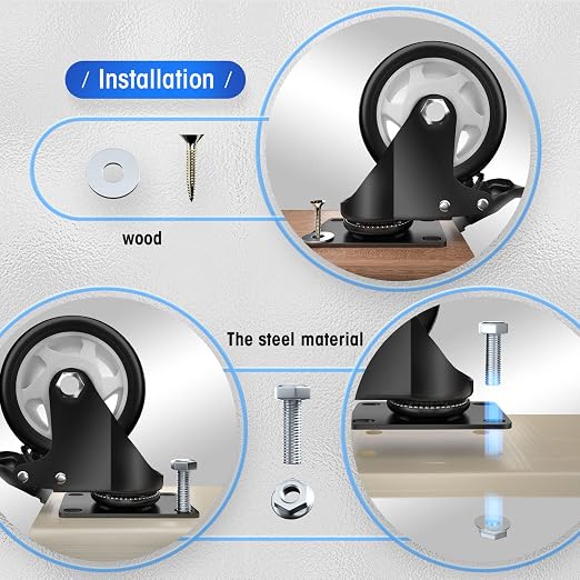 4" Swivel Plate Casters, 1200Lbs Capacity - Image 3