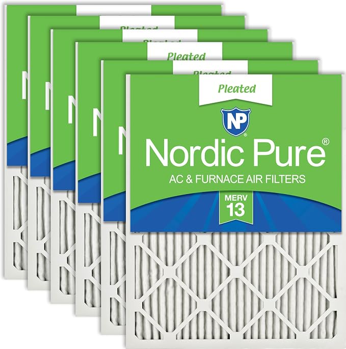 Nordic Pure 16x25x1 Pleated MERV 13 Air Filters 6 Pack by NordicPure