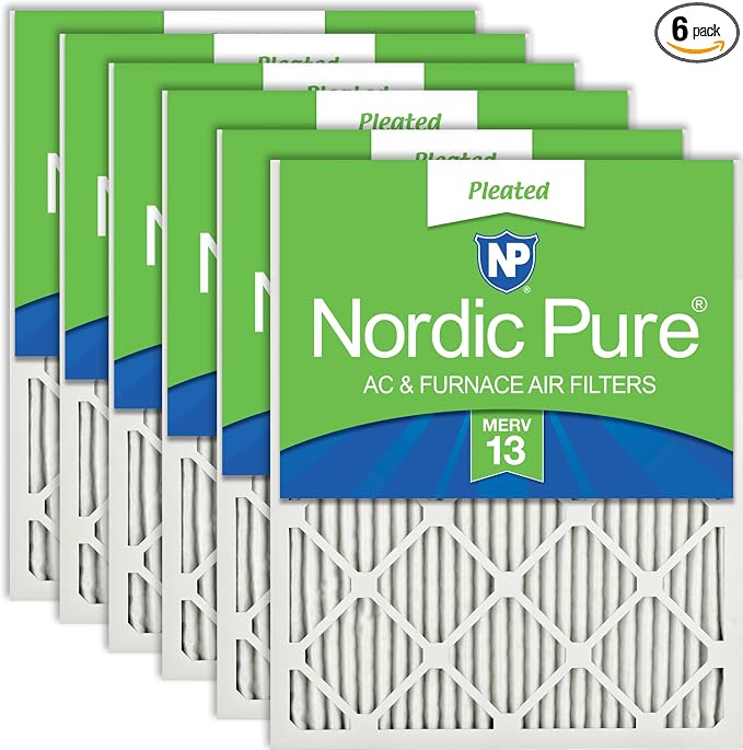 Nordic Pure 20x25x1 Pleated MERV 13 Air Filters 6 Pack by NordicPure