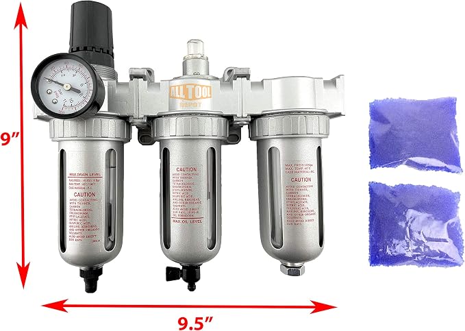 3/8" NPT MID FLOW Filter Regulator Coalescing Desiccant Dryer System - Image 2