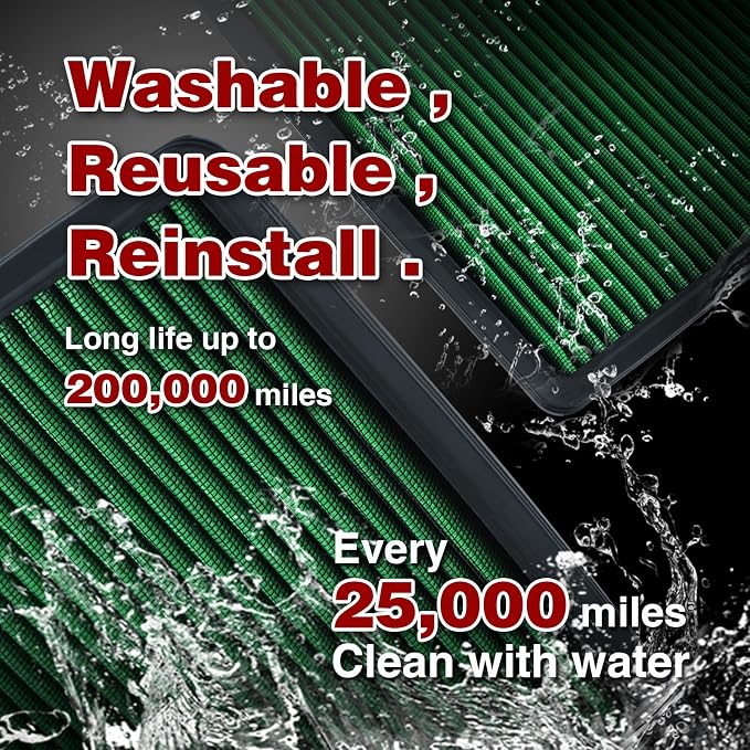 High Performance Engine Air Filter Washable & Reusable Increase Power Compatible - Image 3