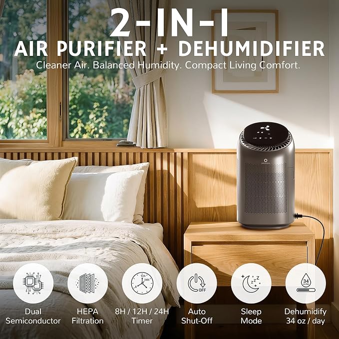 Airthereal Zephyr AZH200 Air Purifier and Dehumidifier Combo, 34 oz Small - Image 2