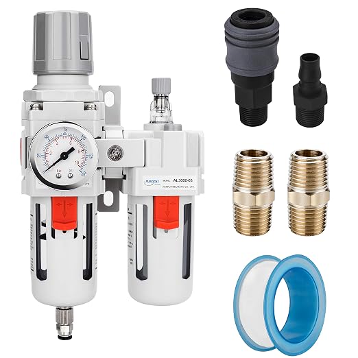 NANPU 3/8" NPT Compressed Air Filter Regulator Lubricator Combo Water/Oil Trap by NANPU