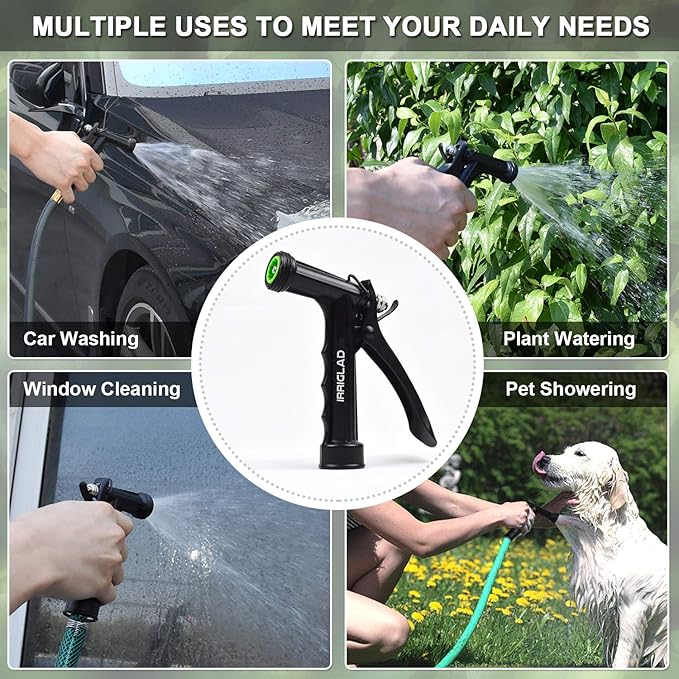 Hose Nozzle 2 Pack, Full Size Pistol Grip Water Nozzle Sprayer with Threaded Front, High Pressure Nozzle, Adjustable Spray Water Flow for Watering Plants, Showering Pet, Washing Car, Cleaning