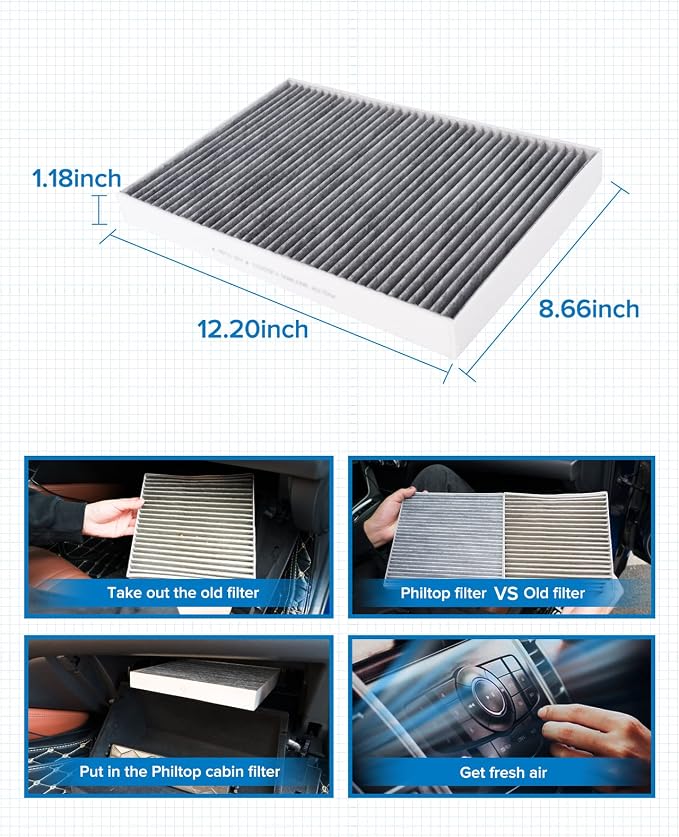 PHILTOP HEPA Cabin Air Filter w/Activated Carbon, Compatible - Image 7