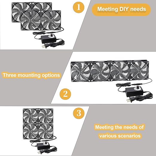 Big Airflow Computer Fan, 4 x 120 mm x 25 mm Brushless Axial Cooling Fan - Image 4