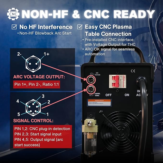 LTP8050 CNC | 80A Blowback Plasma Cutter, THC/ARC OK, LED Display & Front - Image 3