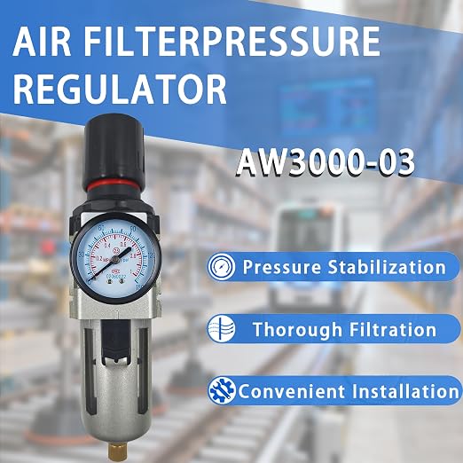 HengMinLingTong 3/8" NPT Compressed Air Filter Regulator Combo Piggyback - Image 2