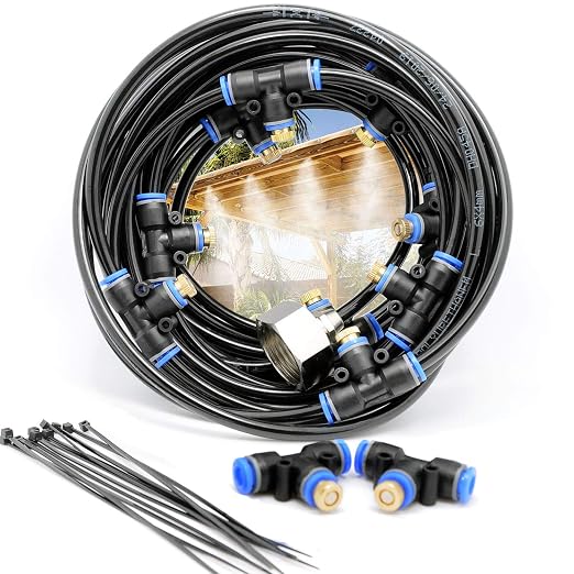 iRuiZhe Misting Cooling System Kit 26.2FT MistingLine DIY Outdoor Mist Cooling by iRuiZhe