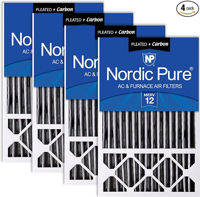 Nordic Pure 16x25x5 Honeywell Replacement Air Filters MERV 12 Plus Carbon 4 Pack by NordicPure