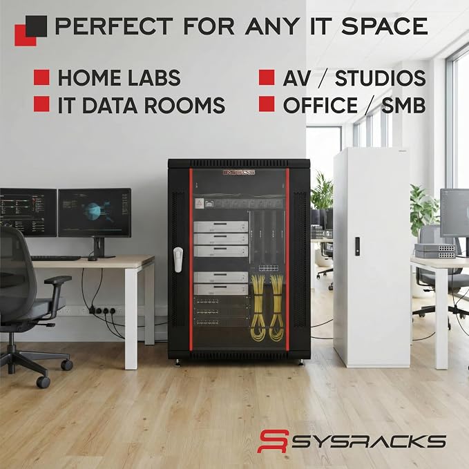 Sysracks 18U Wall Mount Server Rack Cabinet, 19” Locking Network Rack, 24” Deep - Image 8